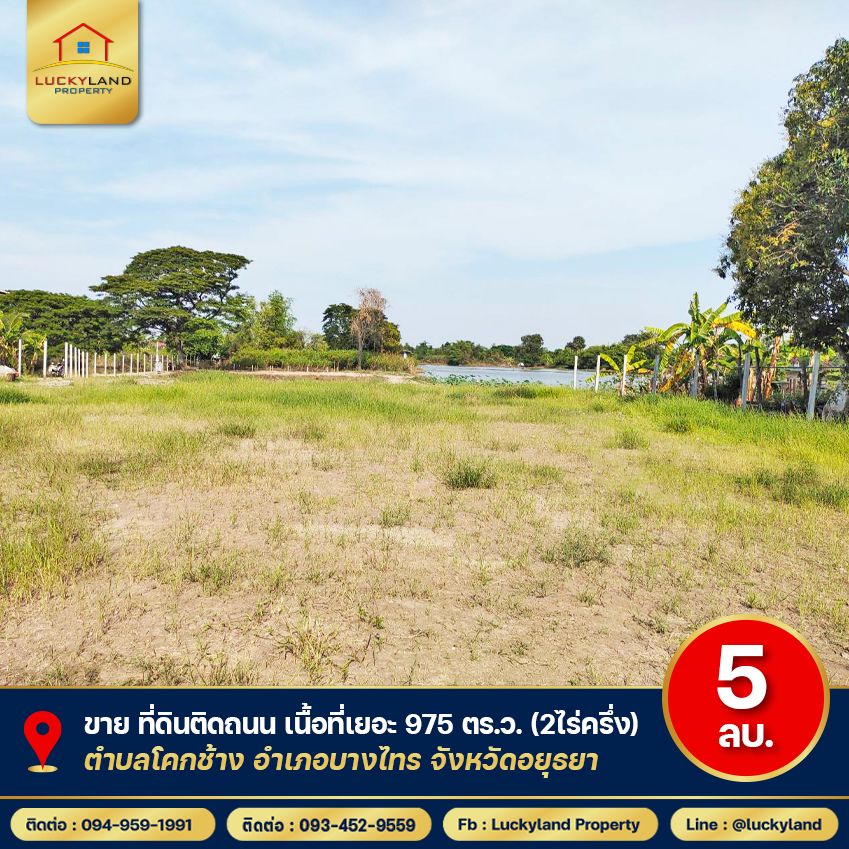 ขายที่ดิน ต.โคกช้าง อ.บางไทร จ.อยุธยา